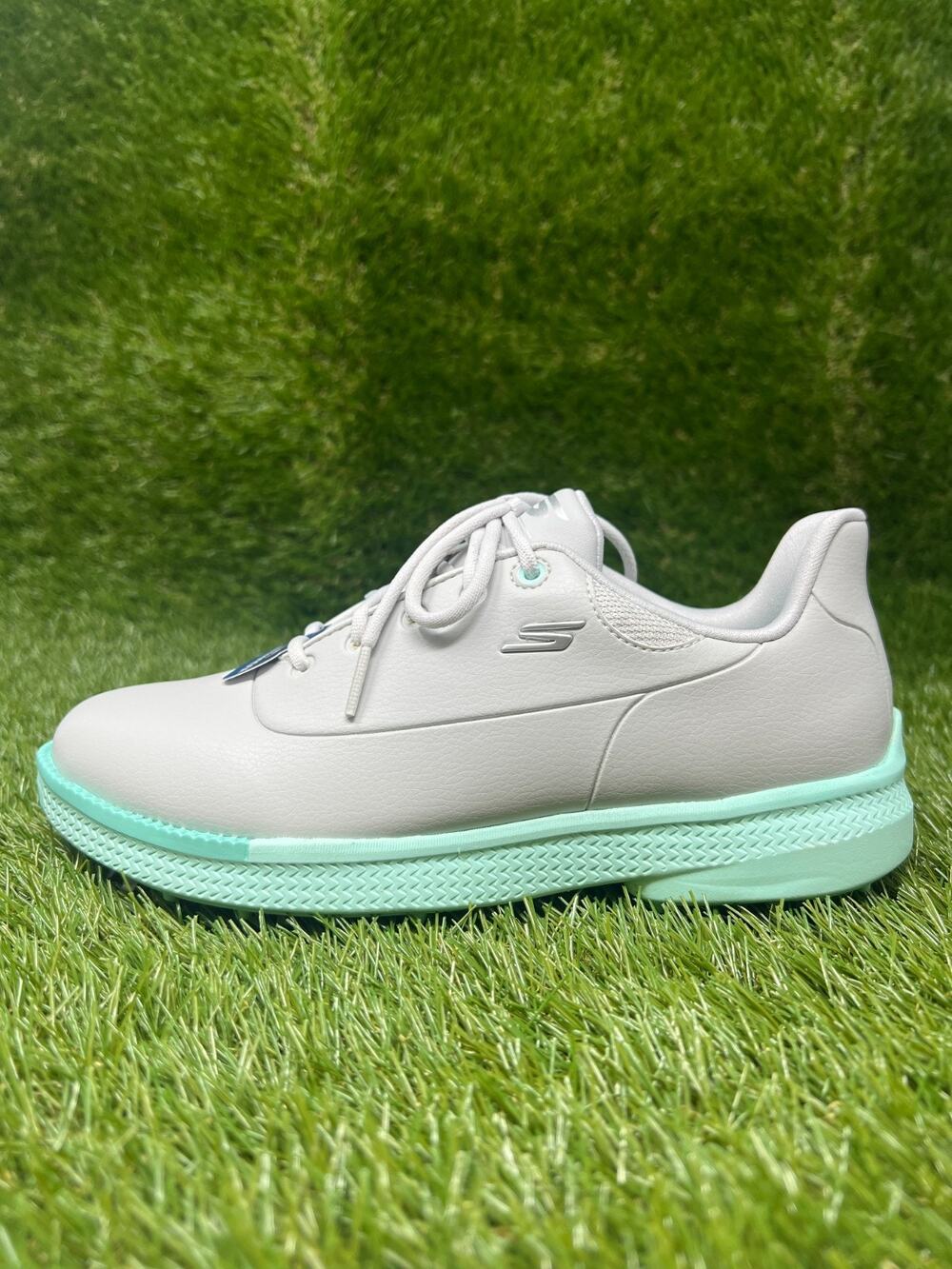 NWB Women's 5.5 Skechers Golf Shoes Jasmine 2 Gray Mint Waterproof Spiked